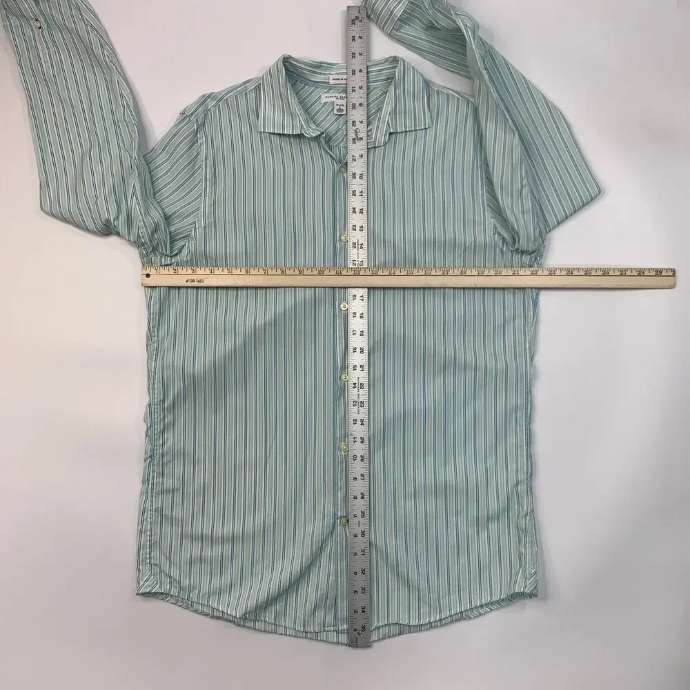 Banana Republic Shirt Mens L FITTED Ice Frappe Striped Long Sleeve Button Up